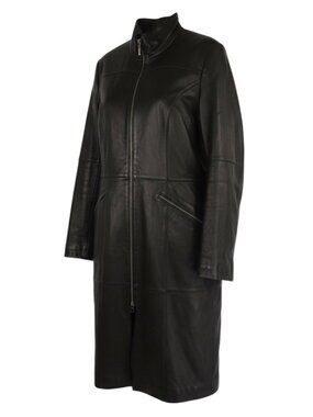 Vintage Y2K Classiques Entier Black Leather Long Coat Womens L Matrix Trench